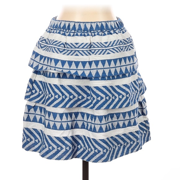 NEW Marea by Liz Joy Tiered Ruffle Southwest Boho Smocked Mini Skirt Size Small - Picture 3 of 8